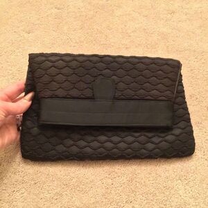 Vintage Miss Lewis Fold Over Textured Black Clutch